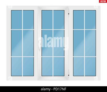 PVC window with three sash Stock Vector