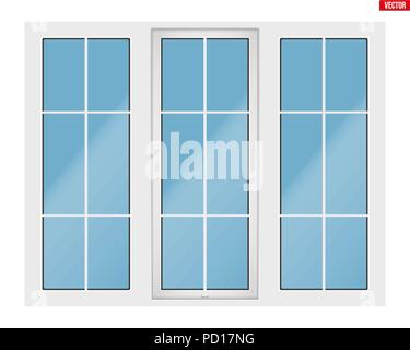 PVC window with three sash Stock Vector