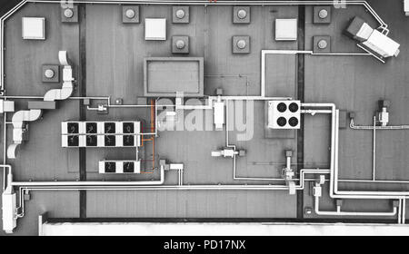 top view of air condition system on the building roof top Stock Photo