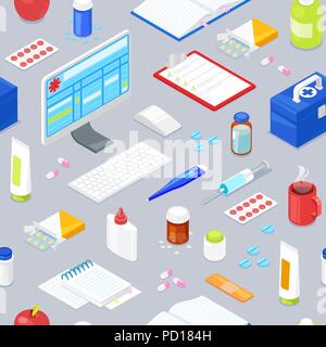Seamless pattern with medical equipment Stock Vector