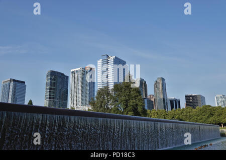 View on downtown Bellevue skyscrapers from Bellevue Downtown Park, August 2018 Stock Photo