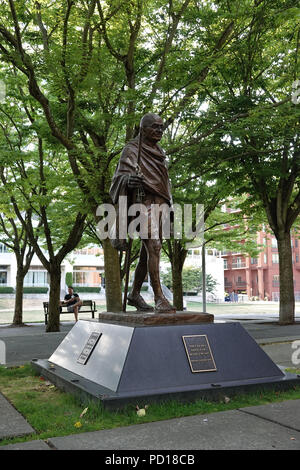Gandhi statue in near public library in downtown Bellevue, WA, USA Stock Photo