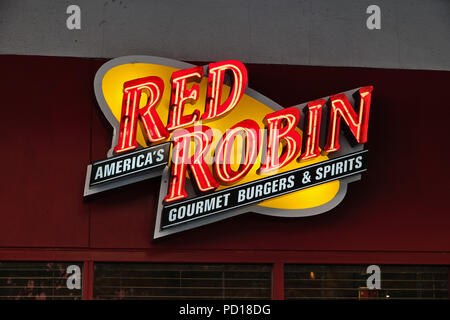 Red Robin logo. Bellevue, WA, USA. August 2018 Stock Photo