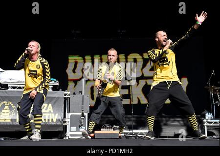 Dubioza Kolektiv on stage at Bestival, Dorset, UK Credit: Finnbarr Webster/Alamy Live News Stock Photo