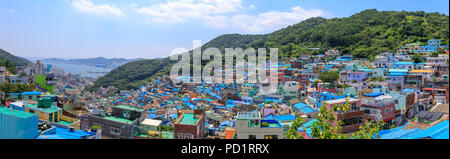 Panorama view of Gamcheon Culture Village located in Busan city of South Korea Stock Photo