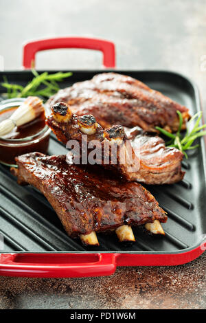 Grilled ribs with barbeque sauce Stock Photo