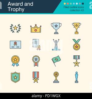 Award and Trophy icons. Filled outline design collection 43. For presentation, graphic design, mobile application, web design, infographics. Vector il Stock Vector