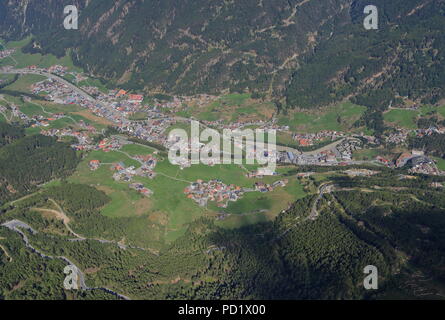 Aerial view of Soelden in the Oetztal valley of Tyrol, Austria. Stock Photo