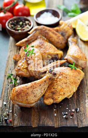 Pieces of grilled or smoked chicken Stock Photo