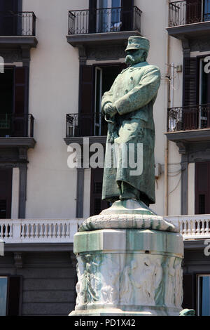 Bronze statue of Umberto I, King of Italy from 1878 to 1900, in Napoli, Italy Stock Photo