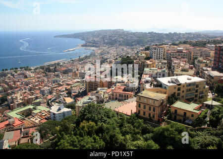 Stunning view of city of Napoli and the Phlegraean Fields from the Castel Sant'Elmo in Naples, Italy Stock Photo
