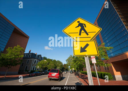 Crossing pedestrians sign, Boston, Suffolk County, Massachusetts, USA Stock Photo