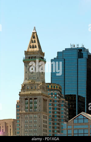 Custom House Tower in the Financial District, Boston, Suffolk County, Massachusetts, USA Stock Photo