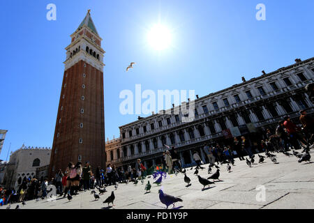 The Campanile and the Procuratie at Piazza San Marco in Venice, Italy Stock Photo