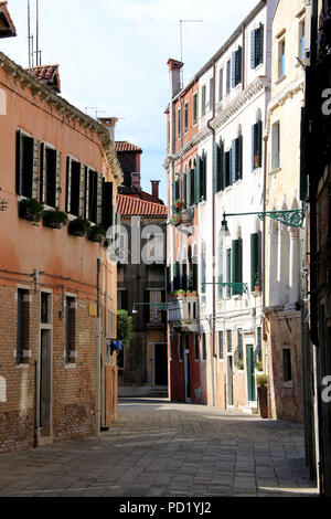 Typical narrow alleys within the residential areas of Venice, Italy Stock Photo