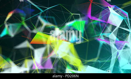 Abstract triangulation plexus with connections in space, background with connecting dots and lines, 3d render Stock Photo