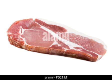 Raw bacon slices on white background Stock Photo