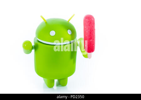 An Android figure with a popsicle Stock Photo