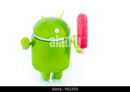An Android figure with a popsicle Stock Photo