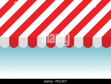 Red and white striped sunshade. Horizontally seamless pattern, EPS 8 vector illustration or background for ads, covers, posters, websites etc. No. 2 Stock Vector
