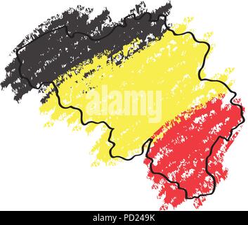 Sketch of a map of Belgium Stock Vector