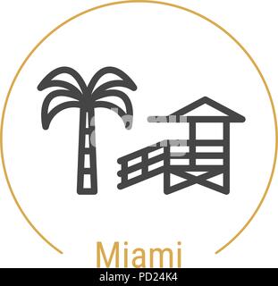 Miami, United States Vector Line Icon Stock Vector