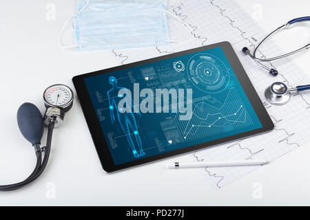 Medical full body screening software on tablet and healthcare devices  Stock Photo
