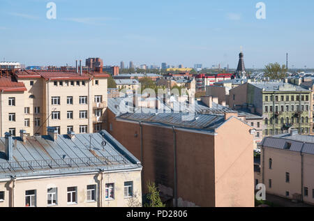 SAINT-PETERSBURG, RUSSIA - MAY 11, 2018: Old buildings roofs and view of historical center of the city Stock Photo