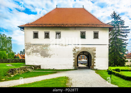 Scenic view at Varazdin old landmarks in city center, Northern Croatia. Stock Photo