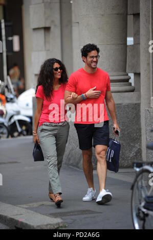 Afef Jnifen walking with a mystery man in Milan, Italy  Featuring: Afef Jnifen Where: Milan, Italy When: 05 Jul 2018 Credit: IPA/WENN.com  **Only available for publication in UK, USA, Germany, Austria, Switzerland** Stock Photo