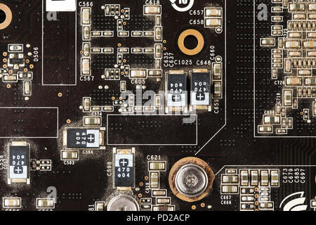 computer graphics card close-up. equipment for mining cryptocurrency Stock Photo