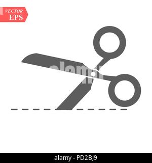 Vector scissors with cut lines isolated on white background eps10 Stock Vector