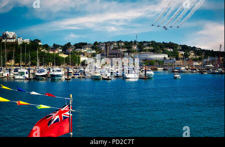 GB - DEVON: The Royal Air Force Aerobatic Team (Red Arrows) at the Torbay Airshow Stock Photo
