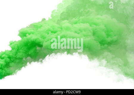 Green smoke, isolated on white background. Stock Photo