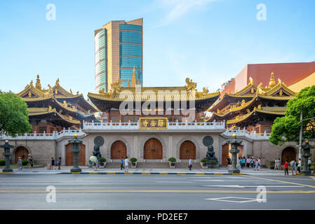 jingan temple, a Buddhist temple in Shanghai, Stock Photo