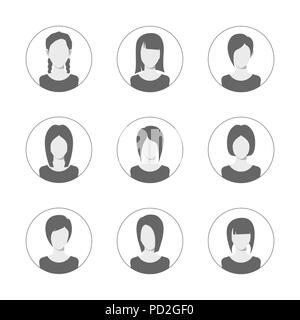 App or profile user icon set. Set of women avatar template. User icons collection. Symbol of people for website avatar. Vector illustration Stock Vector