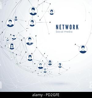 Structure of social media network. Global connection. User partnership connection. Vector illustration Stock Vector