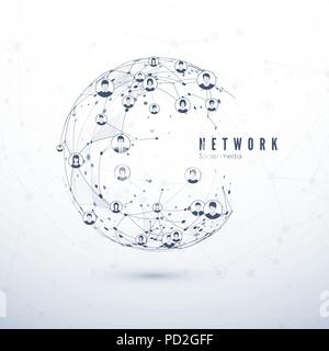 Global network connection. Social media. World Wide Web concept. Global business partnership. Vector Illustration Stock Vector