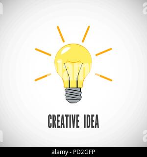 Creative idea. Light bulb with rays shine. Business or start up concept. Energy and idea symbol. Vector illustration Stock Vector