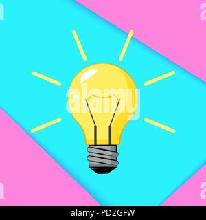 Cretive idea. Bisiness solution concept. Burning light bulb with surreal color background. Vector illustration Stock Vector