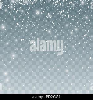 Snowfall pattern. Falling snowflakes. Vector illustration Isolated on transparent background Stock Vector