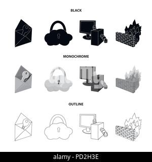 System, internet, connection, code .Hackers and hacking set collection icons in black,monochrome,outline style vector symbol stock illustration . Stock Vector
