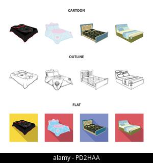 Different beds cartoon,outline,flat icons in set collection for design. Furniture for sleeping vector isometric symbol stock  illustration. Stock Vector