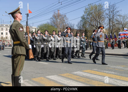 Cadets of police academy marching on parade Stock Photo