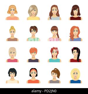 Types of female hairstyles cartoon icons in set collection for design ...