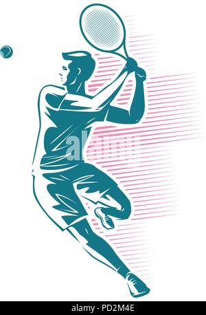 Tennis player. Sport emblem. Vector illustration Stock Vector