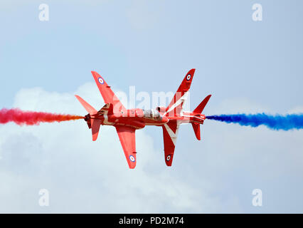 Pair Red Arrows displaying at RAF RIAT air show, Fairford 2018 Stock Photo