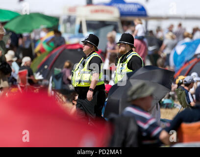 Police officers on duty in the heat at the 2018 RAF RIAT ,Fairford,Gloucestershire,UK Stock Photo