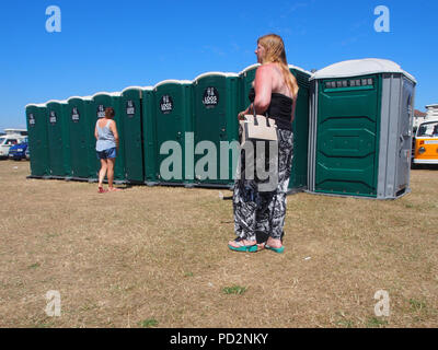 Portable toilets at an outdoor event