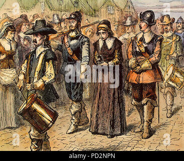 The Quaker Mary Dyer led to execution on Boston Common, June 1, 1660 Stock Photo